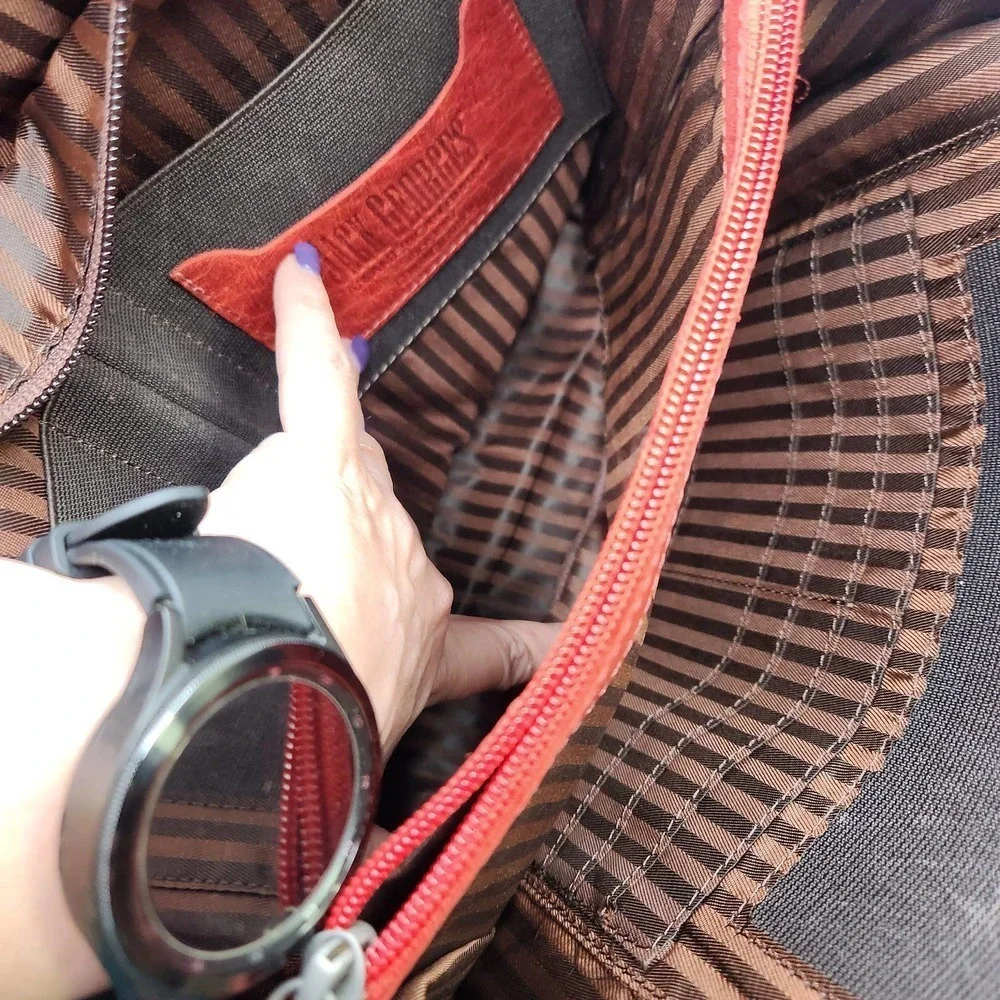 Jack Georges American Brand Leather Backpack Voyager Style Red Backpack Purse